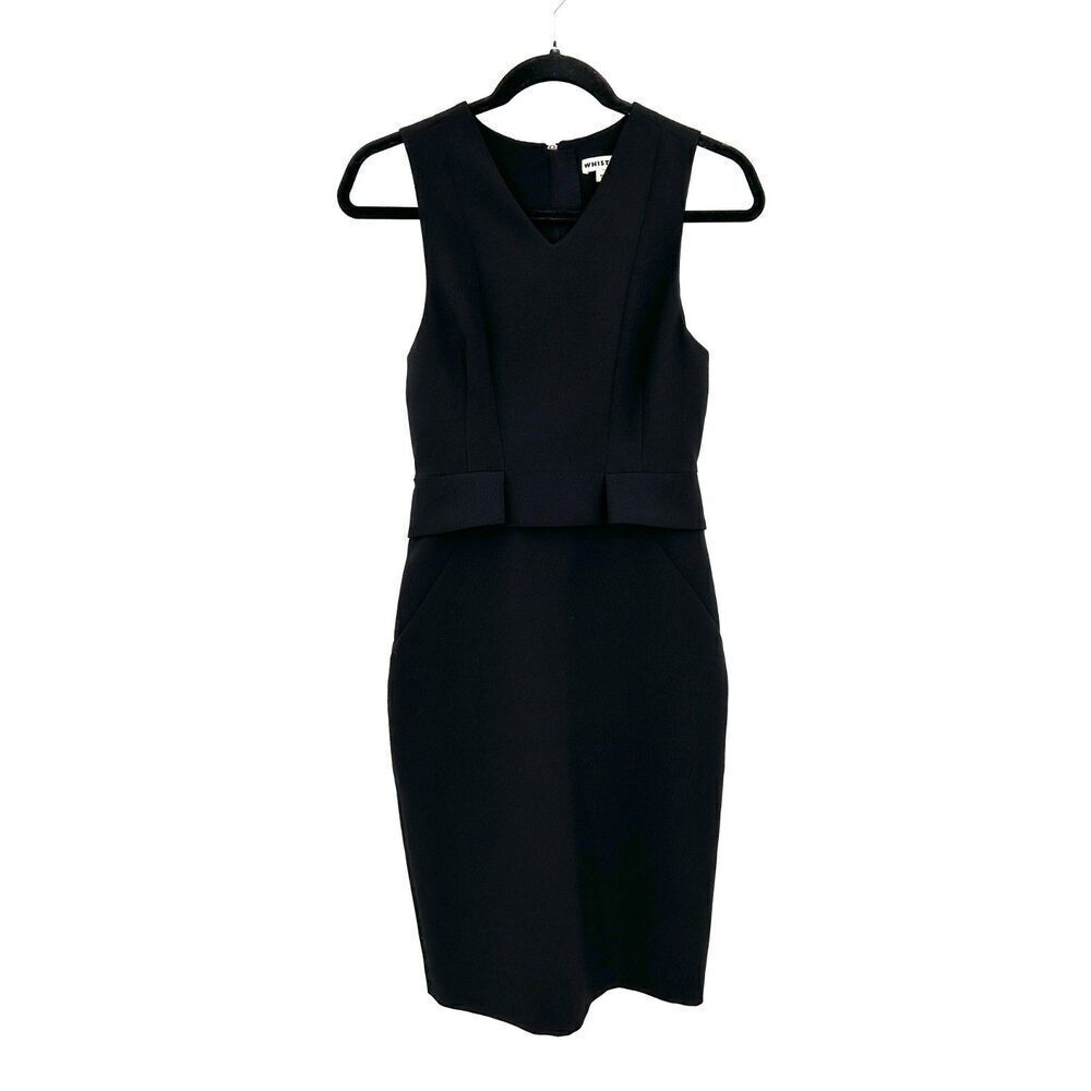 WHISTLES Black Bodycon Sleeveless Cocktail Knee Length Sheath Dress Size 2